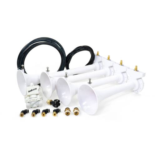 HornBlasters - HornBlasters Shockerxl Train Horn, White, 4-Chime, 12 Volt