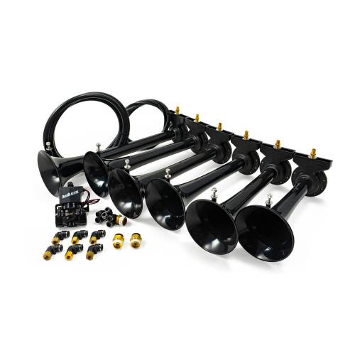 HornBlasters - HornBlasters Shocker S6 Train Horn, Black, 6-Chime, 12 Volt