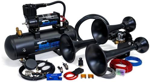 HornBlasters - HornBlasters Outlaw 228H Series Train Horn Kit, Chrome, 2.0 Gallon, 145 PSI