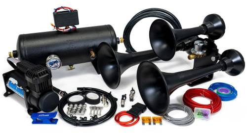 HornBlasters - HornBlasters Outlaw 2HB Series Train Horn Kit, Black, 2.0 Gallon, Separate Tank 145 PSI, Supports Average Use Of A