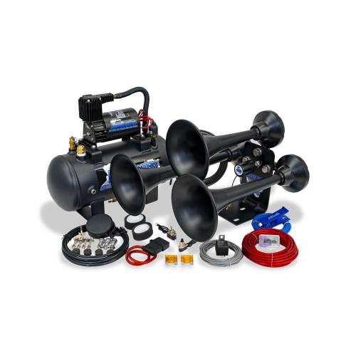 HornBlasters - HornBlasters Mini Outlaw 127H Series Train Horn Kit, Chrome, 1.5 Gallon, 120 PSI