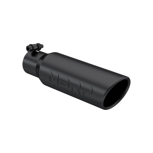 MBRP - MBRP Black Coated Tip; 3.5" OD Angled Rolled End 2.5" inlet 12" length (Universal Fit)