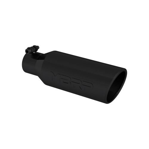 MBRP - MBRP Black Coated Tip; 4" OD; Angled Rolled End; 2.5" inlet; 12" length (Universal Fit)