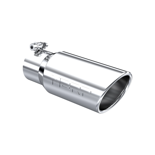 MBRP - MBRP T304 Stainless Steel Tip; 4" OD; Angled Cut Rolled End; 3" inlet; 10" length (Universal Fit)