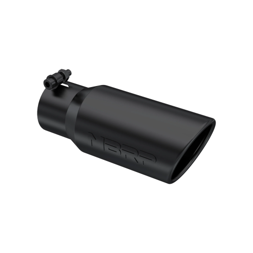 MBRP - MBRP Black Coated Tip; 4" OD; Angled Cut Rolled End; 3" inlet; 10" length (Universal Fit)
