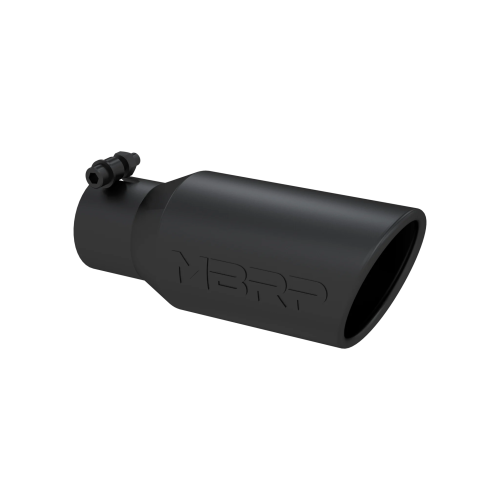 MBRP - MBRP Black Coated Tip, 4" OD Angled Rolled End 2.75" inlet 10" length (Universal Fit)