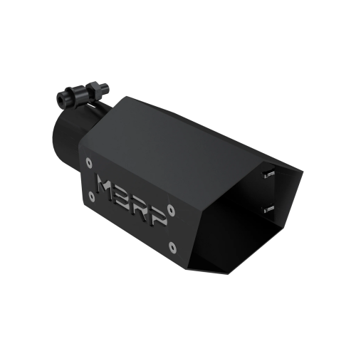 MBRP - MBRP Black Coated Hex Tip 2.5" ID; 4" OD; 10 " length ; with Stainless Steel Logo Plate (Universal Fit)
