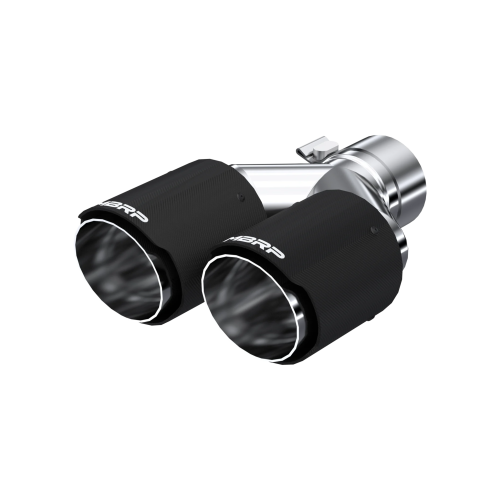 MBRP - MBRP Carbon Fiber Tip; 2.5" ID, Dual 3.5" OD Out, Staggered Left 9.5"/ Right 9" length, Dual wall (Universal Fit)
