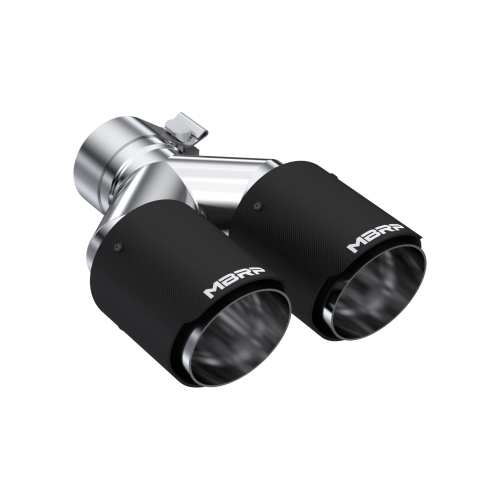 MBRP - MBRP Carbon Fiber Tip; 2.5" ID, Dual 3.5" OD Out, Staggered Left 9"/ Right 9.5" length, Dual wall (Universal Fit)