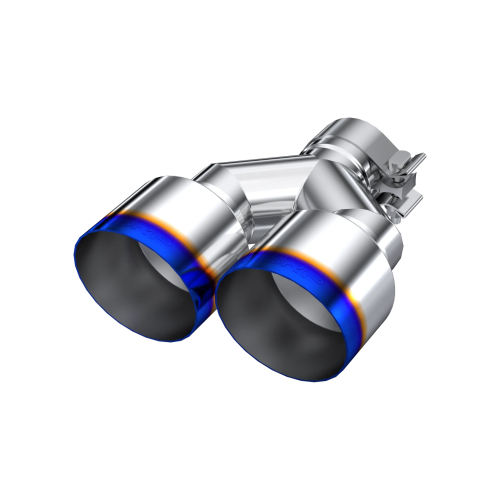 MBRP - MBRP T304 Stainless Steel, Burnt End Tip; 2.5" ID, Dual 4" OD Out, Staggered Left 9.5"/ Right 9" length, Single wall (Universal Fit)