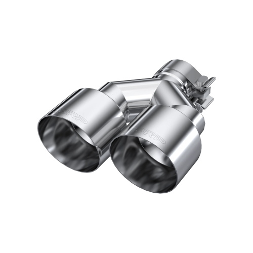 MBRP - MBRP T304 Stainless Steel Tip; 2.5" ID, Dual 4" OD Out, Staggered Left 9.5"/ Right 9" length, Single wall (Universal Fit) - T5177