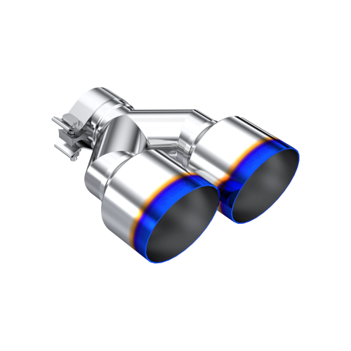 MBRP - MBRP T304 Stainless Steel, Burnt End Tip; 2.5" ID, Dual 4" OD Out, Staggered Left 9"/ Right 9.5" length, Single wall (Universal Fit)