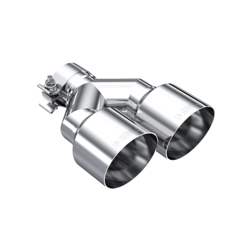 MBRP - MBRP T304 Stainless Steel Tip; 2.5" ID, Dual 4" OD Out, Staggered Left 9"/ Right 9.5" length, Single wall (Universal Fit) - T5178