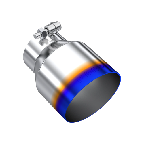 MBRP - MBRP T304 Stainless Steel, Burnt End Tip; 3" inlet, 4.5" OD Out, 6.13" length, Angle Cut, Single Wall (Universal Fit)