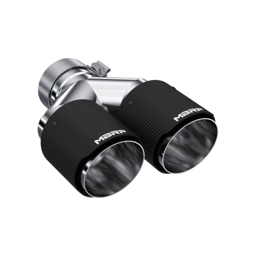 MBRP - MBRP Carbon Fiber Tip; 3" ID; Dual 4" OD OUT; Staggered Left 9.37"/ Right 9.87" length; Dual Wall (Universal Fit)
