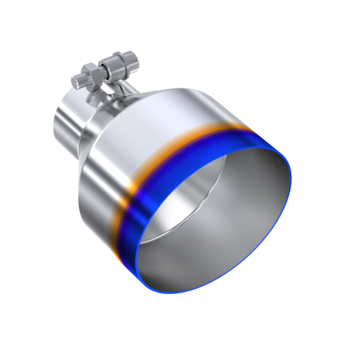 MBRP - MBRP T304 Stainless Steel Burnt End Tip, 2.5" ID, 5" OD Out, 6.5" Length, Angle Cut, Single Wall (Universal Fit)