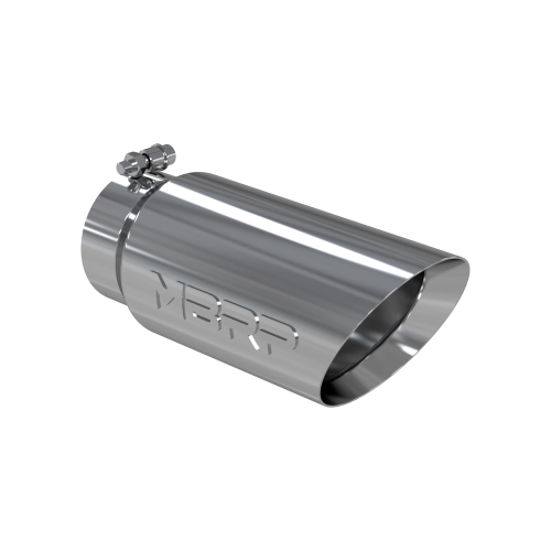 MBRP - MBRP T304 Stainless Steel Tip; 5" OD Dual Wall Angled 4" inlet 12" length (Universal Fit)
