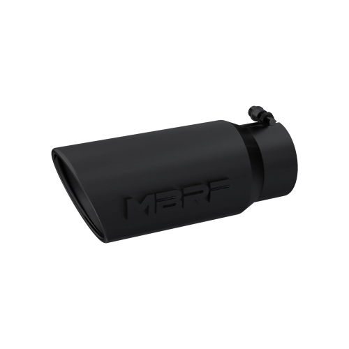 MBRP - MBRP Black Coated Tip; 5" OD Angled Rolled End 4" inlet 12" length (Universal Fit)