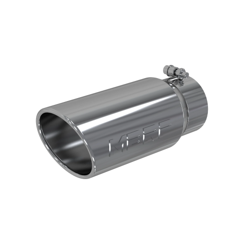 MBRP - MBRP T304 Stainless Steel Tip; 5" OD Angled Rolled End 4" inlet 12" length (Universal Fit)