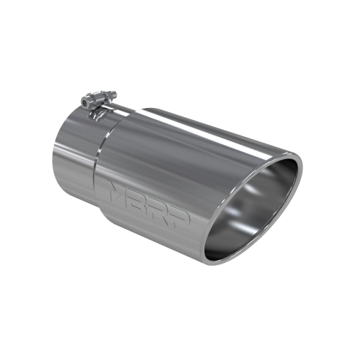 MBRP - MBRP T304 Stainless Steel Tip; 6" OD Angled Rolled End 5" inlet 12" length (Universal Fit)