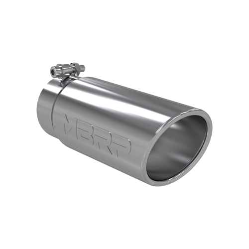 MBRP - MBRP T304 Stainless Steel Tip; 4" OD Angled Rolled End 3.5" inlet 10" length (Universal Fit)