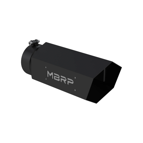 MBRP - MBRP Black Coated Hex Tip; 5" ID; 6" OD; 16" length ; with Logo Plate (Universal Fit)