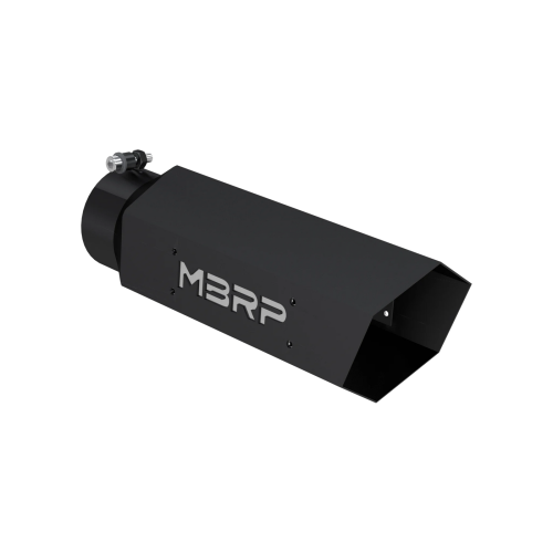 MBRP - MBRP Black Coated Hex Tip; 4" ID; 5" OD; 16" length ; with Logo Plate (Universal Fit)