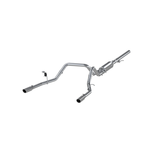 MBRP - MBRP T409 Stainless Steel 3" Cat Back Dual Split Rear for 2014-2018 Chevrolet/GMC 1500 Silverado/ Sierra 4.3L V6, 5.3L V8 - One-piece driveshaft only