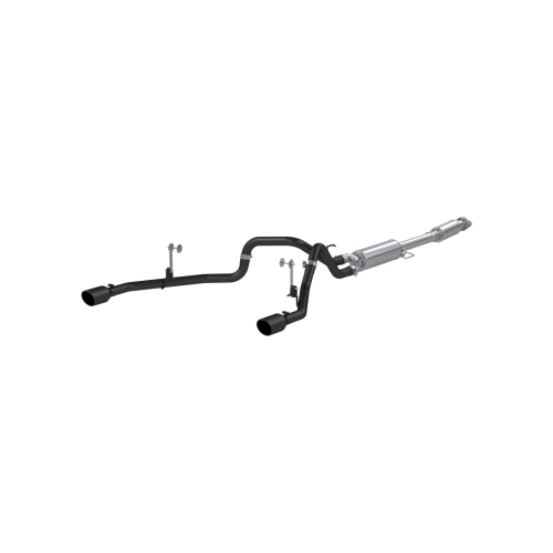 MBRP - MBRP Black-Coated Aluminized Steel, 3" Cat-Back, 2.5" Dual Split Rear for 2021-2026 Ford F-150 2.7L/ 3.5L EcoBoost, 5.0L
