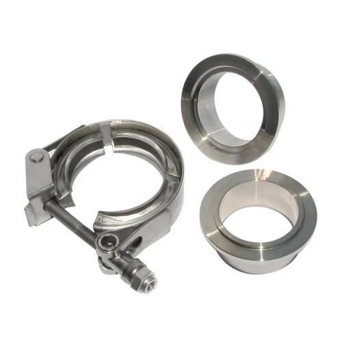 Pacific Performance Engineering - PPE 1.75" QR Stainless V-Band Clamp & Flange Set, 3-Piece (Universal)