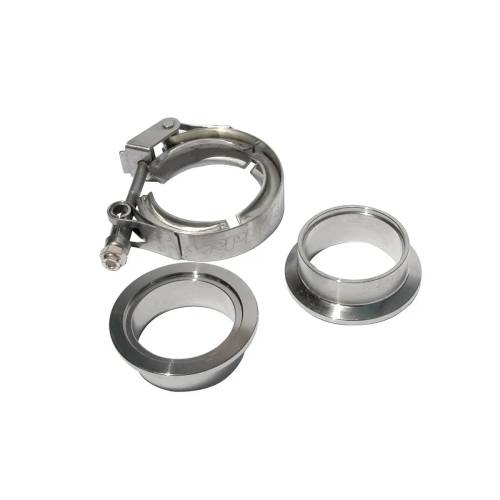 Pacific Performance Engineering - PPE 2.0" V-Band 3-Piece Set - QR 304 Stainless Clamp, Aluminum Flanges (Universal)