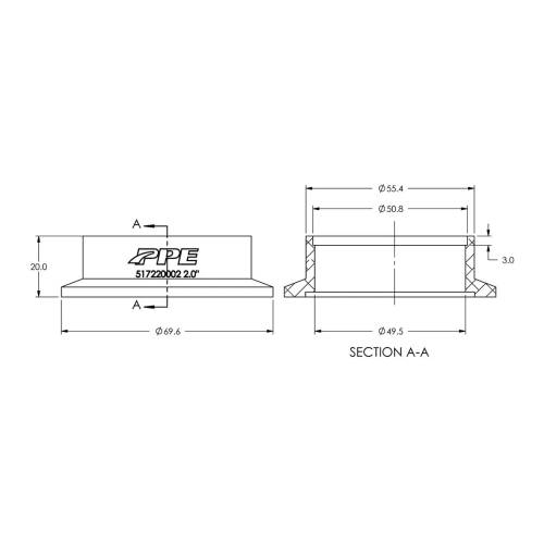 Pacific Performance Engineering - PPE 2.25" V-Band Flange, Exhaust Side (Female) Aluminum (Universal)