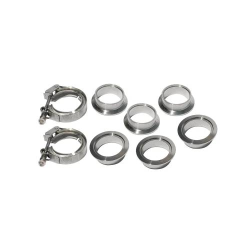 Pacific Performance Engineering - PPE 2.0" QR V-Band Set, Stainless Clamps & Aluminum Flanges, 8-Piece (Universal)