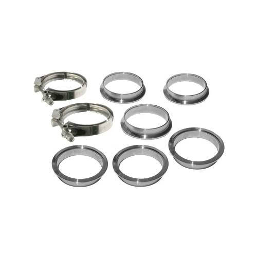 Pacific Performance Engineering - PPE 2.5" V-Band 8-Piece Set - QR 304 Stainless Clamps & Aluminum Flanges (Universal)