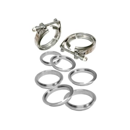 Pacific Performance Engineering - PPE 3.5" V-Band 8-Piece Set - Standard 304 Stainless Clamps & Aluminum Flanges (Universal)