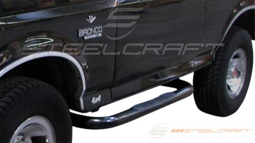 Steelcraft - Steelcraft 3" Round Side Bars for Ford (1980-96) F-150, F-250, F-350 & Bronco Regular Cab (Black)