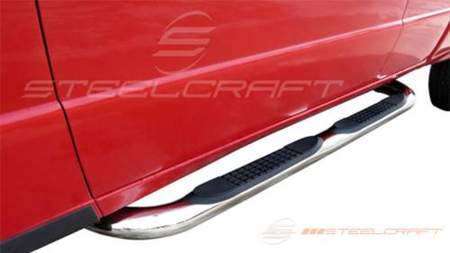 Steelcraft - Steelcraft 3" Round Side Bars for Mazda (1999-10) B-Series & Ford (1999-11) Ranger SuperCab (Black)