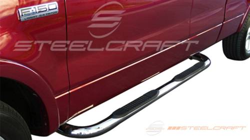 Steelcraft - Steelcraft 3" Round Side Bars for Ford (2004-08) F-150 SuperCab (Black)