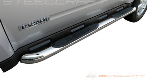 Steelcraft - Steelcraft 3" Round Side Bars for Mazda (2008-11) Tribute & Mercury (2008-11) Mariner & Ford (2008-12) Escape (Black)