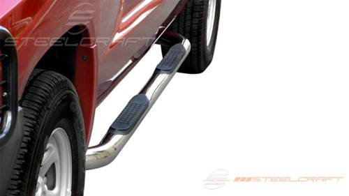 Steelcraft - Steelcraft 3" Round Side Bars for Dodge/Ram (2005-10) Dakota Quad Cab (Black)