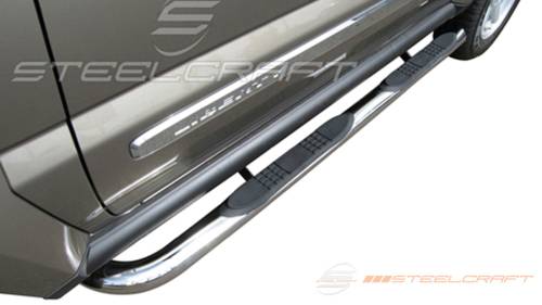 Steelcraft - Steelcraft 3" Round Side Bars for Jeep (2002-07) Liberty (Black)