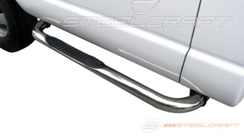 Steelcraft - Steelcraft 3" Round Side Bars for Dodge/Ram (2002-08) 1500 & (02-09) 2500/3500 Regular Cab (Black)