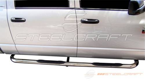 Steelcraft - Steelcraft 3" Round Side Bars for Dodge/Ram (2006-08) 1500 & (06-09) 2500/3500 Mega Cab (Black)