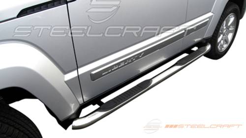 Steelcraft - Steelcraft 3" Round Side Bars for Jeep (2008-12) Liberty (Stainless)