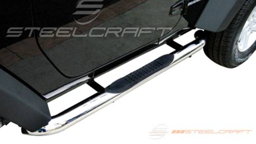 Steelcraft - Steelcraft 3" Round Side Bars for Jeep (2018-25) Wrangler 2-Door (Black)