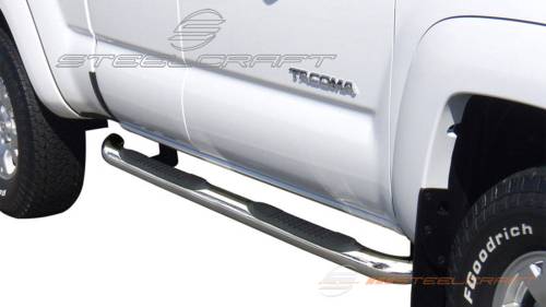 Steelcraft - Steelcraft 3" Round Side Bars for Toyota (2005-23) Tacoma Access Cab (Black)