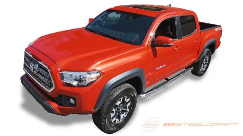 Steelcraft - Steelcraft 3" Round Side Bars for Toyota (2005-23) Tacoma Double Cab (Stainless)