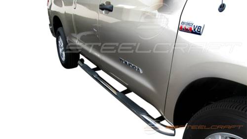 Steelcraft - Steelcraft 3" Round Side Bars for Toyota (2007-21) Tundra Double Cab (Stainless)
