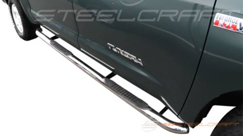 Steelcraft - Steelcraft 3" Round Side Bars for Toyota (2007-21) Tundra CrewMax (Black)