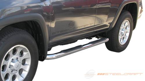 Steelcraft - Steelcraft 3" Round Side Bars for Toyota (2010-24) 4Runner (Black, Excl. 10-13 SR5, Limited, Nightshade edition)